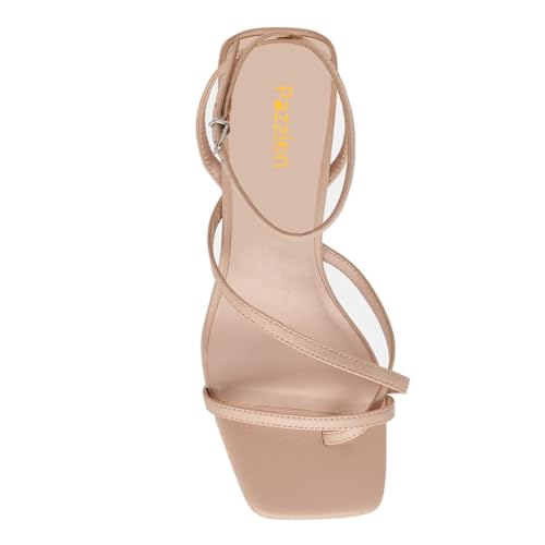 Pazzion Womens Square Open Toe Kitten Low Heel Flip Flops Strappy Buckle Thong Sandals Shoes for Daily Beach Outdoor Size 4-16 US4