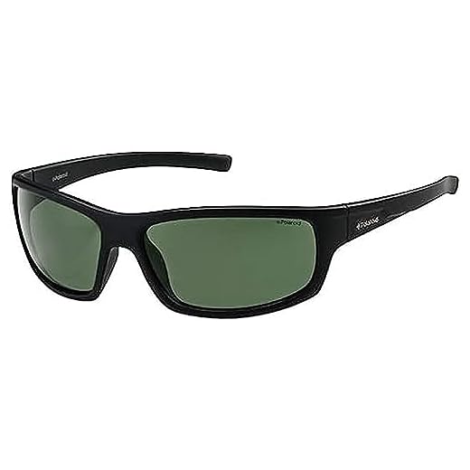 Polaroid P8411S - Gafas de sol rectangulares para hombre, 63 mm, Negro / Verde Polarizado