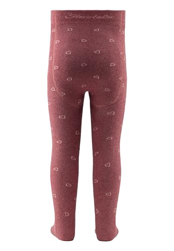 Children's Tights Girls with Heart Motif - with Soft Terry Cloth Inside, Light Red Melange, 104, Light Red Melange, 104, light red melange, 1042