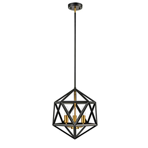 Flash Deals - 50% OFF Industrial Gold and Black Finish Foyer Pendant Lighting 3 Light Adjustable Ceiling Hanging Light