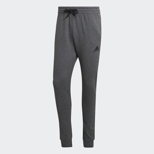 Adidas Mens Essentials Fleece Regular Tapered Pants, Dark Grey Heather, Black, Medium, Tall 2 Inches - image 4