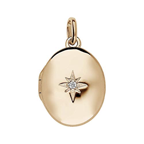 1001 Bijoux Pendentif plaqué or cassolette étoile ovale oxyde blanc serti petit modèle + écrin (offert)