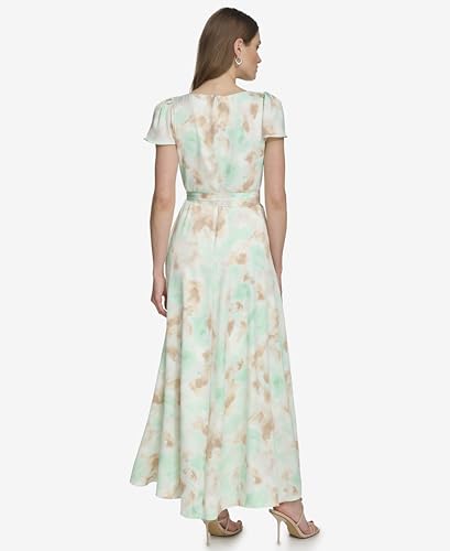 Image of DKNY Women's Flutter Sleeve Surplice Tie Fit & Flare Midi Dress