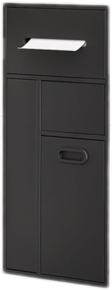 Stainless Steel Shower Niche with Toilet Brush Holder - Recessed Bathroom Organizer, Double-Layer Vertical Shelf, No Tile Installation, Modern Design (Black)