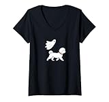 Photo Gallery donna flying ghost walking bichon frise - cane mamma papà pet maglietta con collo a v Photo Gallery donna flying ghost walking bichon frise - cane mamma papà pet maglietta con collo a v