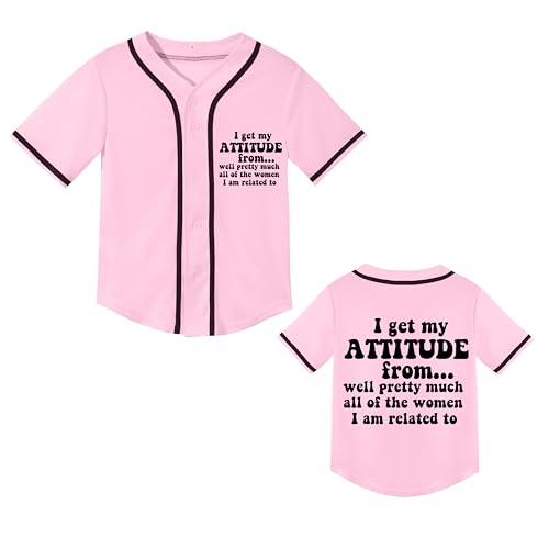 Image of Toddler Baseball Shirt Baby Girls Funny Letter Print Short Sleeve Tees Infant Button Casual Summer Tops (Pink,6 Years)