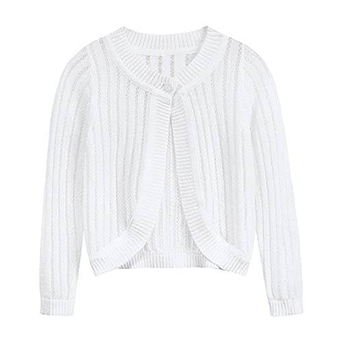 Toddler Little Girls Cardigans Open Front Knitted Shrug Sweater Bolero Tops with Corsage