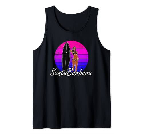 Santa Bárbara CA Surfer Surfing Ropa Hombres Mujeres Tee Regalos Camiseta sin Mangas