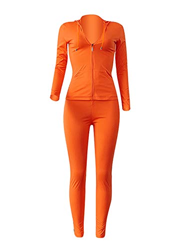 Bornpom Women 2 Piece Outfits Hoodie Long Sleeve Zip Up Jackets Bodycon Long Pants Tracksuit Sets3
