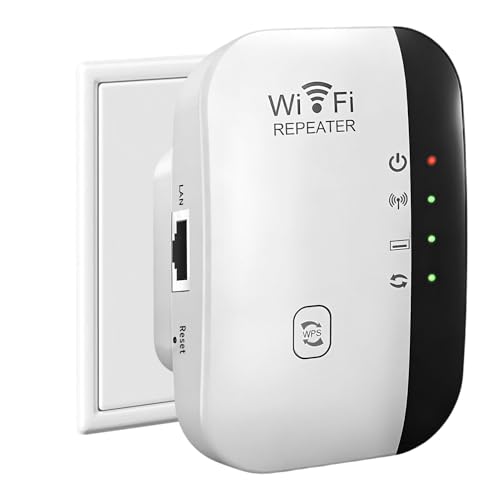 Repeteur WiFi, Puissant Amplificateur Wi-FI 2.4 GHz300 Mbps, WiFi Extender Couvre Jusqu'à 465m², 360° Range Booster WiFi avec Port Ethernet, Repetiteur Wi-FI Puissant...