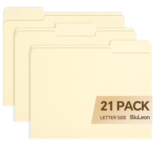 File Folders,21 Pack Manilla Folders 8.5x11,1/3 Cut Tabs Manila File Folders Letter Size for Easy Labeling and Organization,Vanilla Folders Great for Documents Home School Classroom Office Supplies