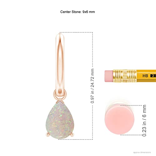 Angara Natural Opal Drop Hoop Earrings For Women, Girls In 14K Yellow Gold (Grade-Aa | Gemstone Size-9X6Mm) | October Birthstone Jewelry Gift For Her | Birthday | Wedding | Anniversary #TOP1