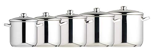 MasterClass Induction-Safe Stainless Steel Large Stock Pot with Lid, Cooking Saucepan with Handles, 14 Litres