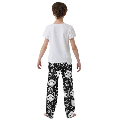 Boys' Pants Magical Witchcraft Cats Black Long Bottoms Jogger Pants Elastic Waist Trousers with Pockets S-XL3