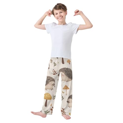 ZZXXB Retro Hedgehog Mushroom Boys Long Pants Soft Trousers Elastic Waist Kids Lounge Bottoms with Pockets S-XL3