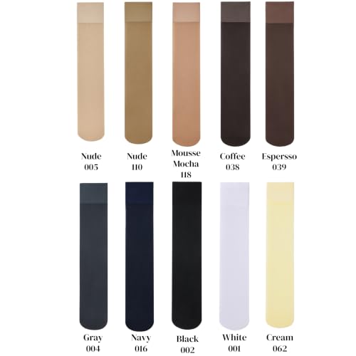 Image of leg elegant Sheer Knee High Stockings for Women, 6 Pairs Knee High Transparent Toes Nylons Pantyhose for Women