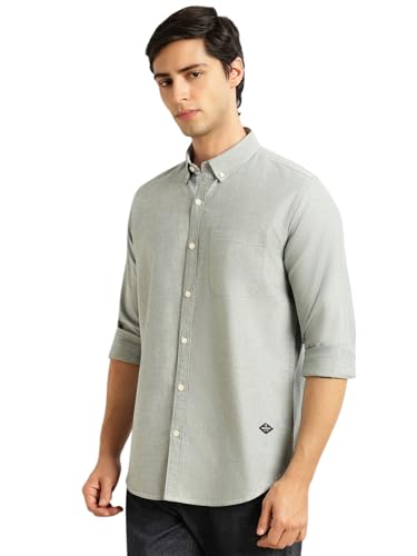 Image of Thomas Scott Men's Premium Slim Fit 100% Cotton Casual Shirt | Button-Down Collar | Full Sleeves | Solid Shirt for Men