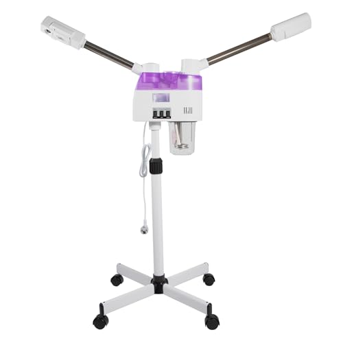 Vaporizador facial 2 en 1, limpiador de poros, giratorio 360°, sauna facial, vaporizador facial de doble tubo, 800 W, instrumento de belleza hidratante para hogares, salones de belleza, spas