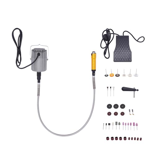 780W Rotary Tool Flex Shaft 500-25000r/min Hanging Grinder Carver 0.3-6mm Clamping Range Electric Hanging Grinder 98cm Wire with Foot Pedal Chuck and Key for Jade Carving, Wood Carving