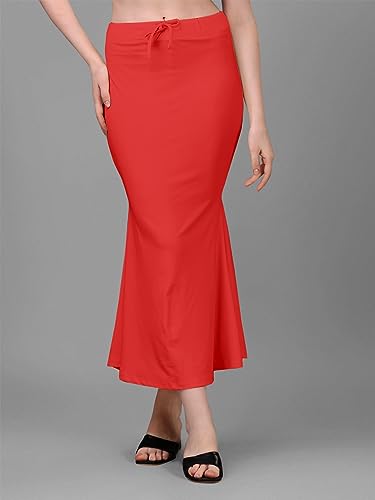 Image of Women's Saree Shapewear Petticoat, Cotton Blend Stretchable Mermaid Skirt, High Waist Tummy Control, Smooth Curve Fit with Adjustable Drawstring