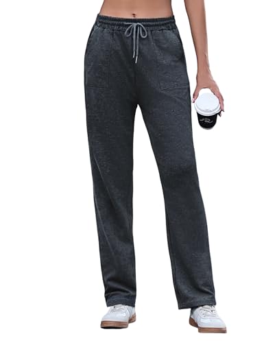 Uniexcosm Pantalon De Sport Long en Coton Pantalons pour Femme Pantalon Jogging Femme Pantalon De Survêtement d'hiver Gris Foncé M