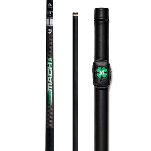 McDermott Vanquish Mach 1 Carbon Fiber Break Billiard Pool Cue Leather Wrap, Defy Shaft, with Hard Case