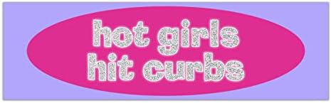 Hot Girls Hit Curbs Funny Gen Z Y2K Pink Bling Aesthetic Bumper Magnet Sticker Car Vehicle Vinyl Decal for New Drivers and Adults