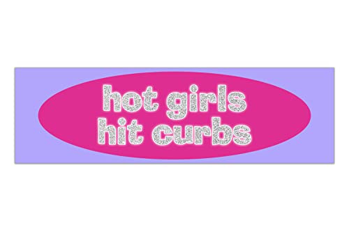 Hot Girls Hit Curbs Funny Gen Z Y2K Pink Bling Aesthetic Bumper Magnet Sticker Car Vehicle Vinyl Decal For New Drivers And Adults #TOP1