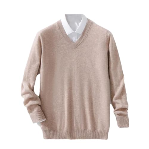 Men’S Soft Cashmere V-Neck Pullover Sweater Business Casual Slim Fit Knitted Woolen Pockets Knitwear - Main Image