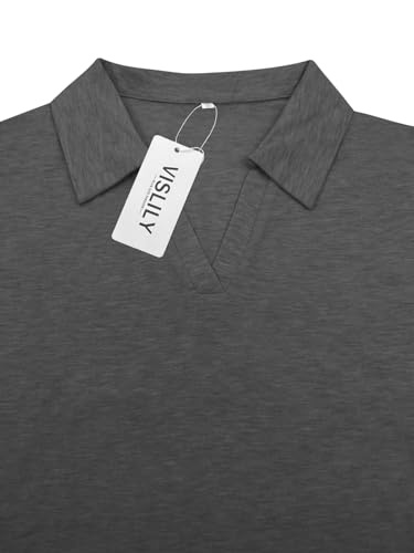 VISLILY Plus-Size-Summer-Tops for Women Collared V Neck Polo Shirts Flowy Tunics Trendy Short Sleeve Blouses 1X-5X3
