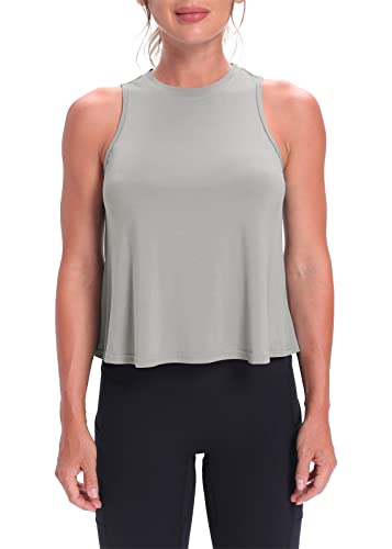 Image of Mippo Crop Tops for Women Womens Workout Tops Flowy Cropped Tank Tops Athletic Shirts