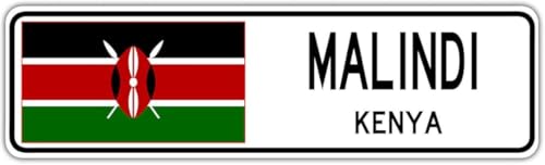 Malindi, Kenya Street Sign Kenyan Flag City Country Road Wall Gift Street Sign 4x16 inches