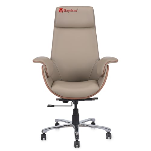 Image of GOYALSON Comfortable Revolving Chair for Director Principal Manager Office with arm Rest with Wheels and Cushioned seat Back Chair (1, Brown, Premium Design High Back)