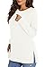 NILOUFO Womens Long Sleeve T Shirts Casual Blouses Trendy Tops Side Split Tunics(White, Large)