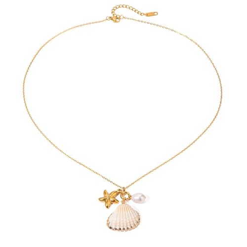 Collier étoile de mer coquillage chaîne trombone bijou bohème femme