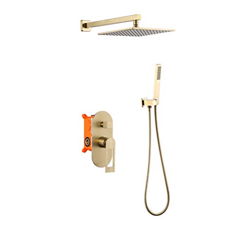 Système de douche 10 pouces or brossé avec mitigeur et douchette