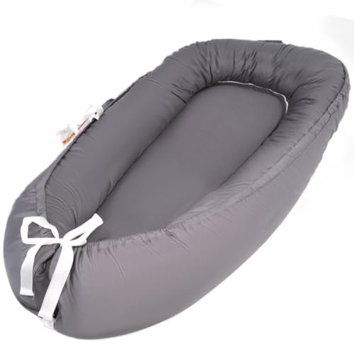 Image of Baby Lounger for Newborn, Baby Lounger for 0-24 Months Babies, 100% Cotton Soft Breathable Baby Lounger Cover, Portable Baby Infant Lounger Babies Essentials Gifts