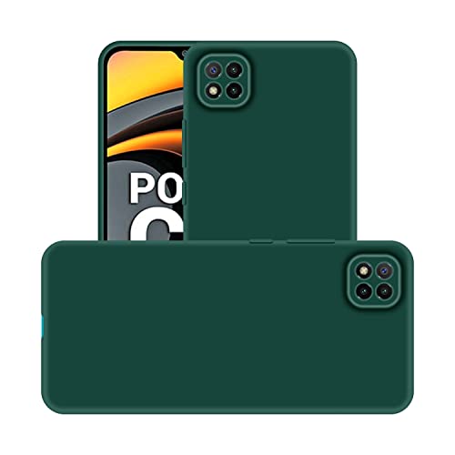 Image of Case Creation Liquid TPU Silicone Cover for Poco C3 Soft Case,Anti-Dirty Slim Case Frosted Matte Cute Candy TPU Raised Bezel (Splash of Color) Back Case Cover for Xiaomi Poco C3 -Lake Green