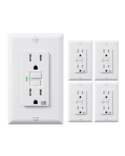 La Mejor Recopilación de Gf22bgsk Top 10. 43 DEWENWILS - Paquete de 5 tomas GFCI de 15 amperios, receptáculos GFI de autoprueba con indicador LED, resistentes a manipulaciones y a la intemperie, placa de pared y tornillos...
