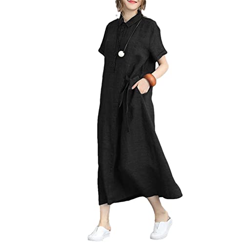 Robe en coton et lin ample grande taille 4XL pour un confort d'été sans complexe