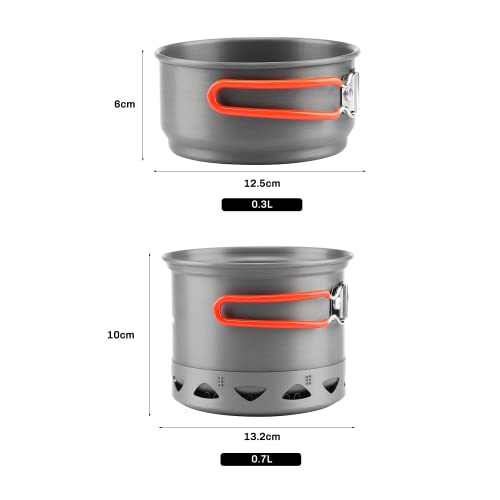 Fire-Maple Camping Pot Bowl Foldable Backpacking Cooking Set Pots for 1 Person 268g FMC-217 Ultralight Outdoor Single Cookware with Heat Exchanger - Image 4