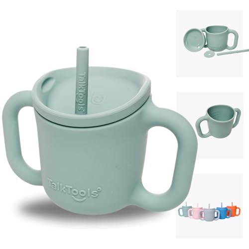 Image of TalkTools ITSY Silicone Training Cup – Mini Straw Cup for Baby - Anti Leak, Spill Proof and BPA Free Cup with Straw Insertion for Kids (Sage)