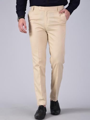 Image of Jack and Jini Formal Pant for Men. Regular Fit, Lightweight, Flat Front, Premium Cotton Polyester Blend Fabric. Office, Party and Casual Wear. Non Stretchable.