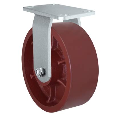 CasterHQ - 8" x 3" Heavy Duty Swivel Caster - Red Ductile Steel Wheel - 10,000 lbs Capacity Per Caster