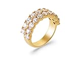 Largeur : 6 mm - Tata Gisèle Bague Alliance en Plaqué Or 18 carats et Oxydes de Zirconium - Large Anneau avec 2 Demis Rangs Incrustés de Zircons - 6 mm - (56)