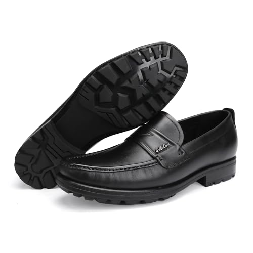 Image of Mens Leather Tassel Loafer, Classic Luxury Smooth Upper Tassel Slip-on Penny Loafer for Mens, Black