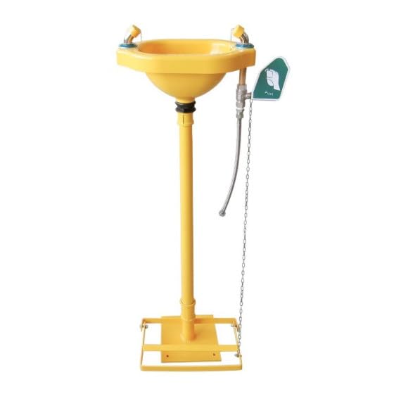 Safetop 11014 - Lavaojos de pedestal amarilla c/pulsador y pedal