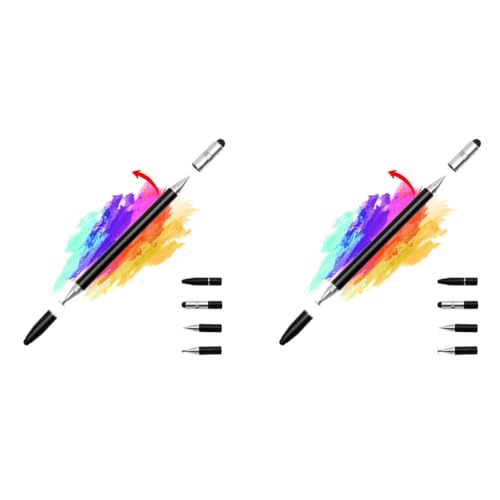 Image of ZORBES 4-in-1 High Precision Universal Capacitive Stylus Pen for Touch Screens Lightweight Aluminum Body 4 Tips 2 Size Rubber Disc Fine Point Compatible iOS Android Windows 2PCS