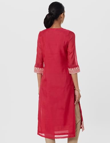 Image of BIBA Women Polyester Straight Fit Yarndyed Kurta