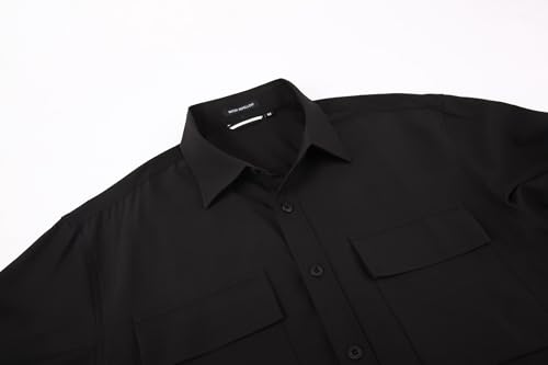 Alex Vando Mens Button Down Shirts Two Pockets Long Sleeve Casual Dress Shirt for Men